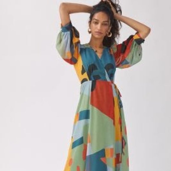 NWT Hutch Abstract Wrap Maxi Dress XS - Picture 1 of 9